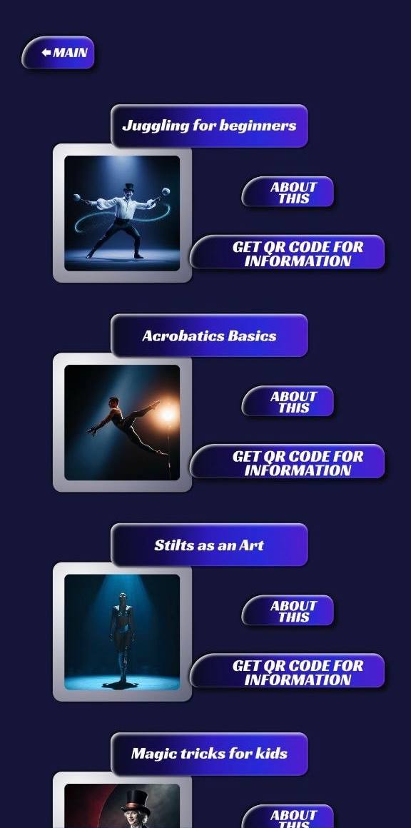 Master classes screen